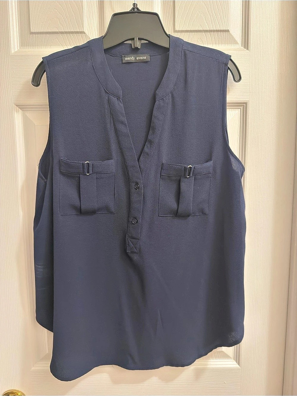 Mandy Evans Sleeveless Blouse in Navy Blue Size XL
